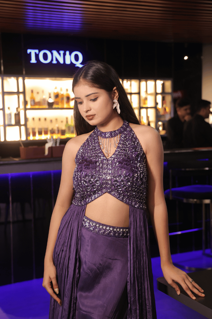 Indo-Western Cocktail Drape Dress