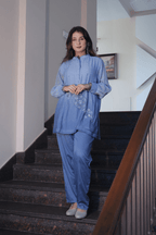 Light Blue Mul Cotton Embroidered Co-ord Set