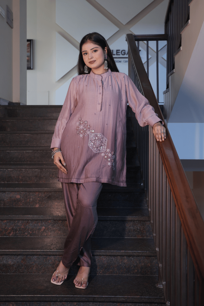 Dusty Rose Mul Cotton Ombre Co-ord Set