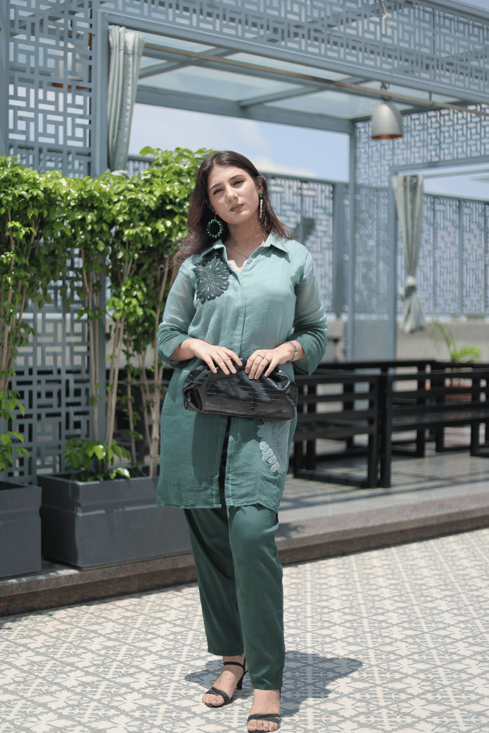 Ombré Thread Embroidered Mul Cotton Co-ord Set