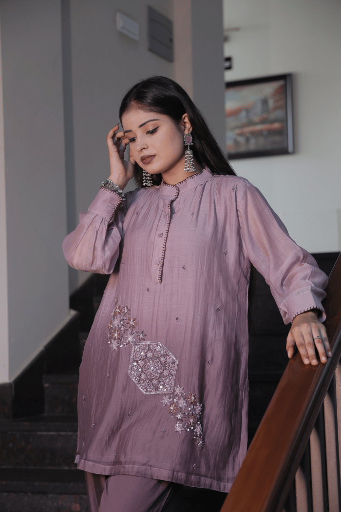 Dusty Rose Mul Cotton Ombre Co-ord Set