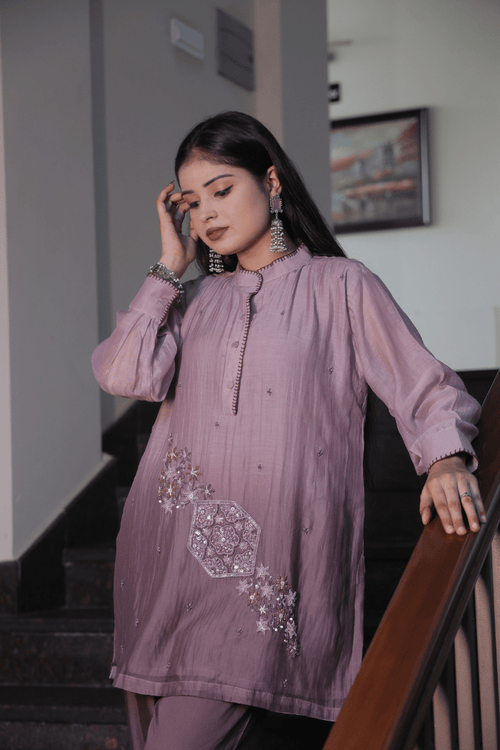 Dusty Rose Mul Cotton Ombre Co-ord Set