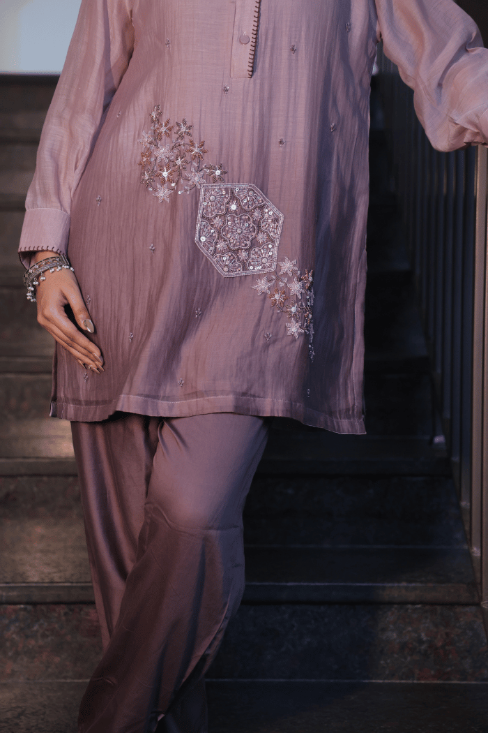 Dusty Rose Mul Cotton Ombre Co-ord Set