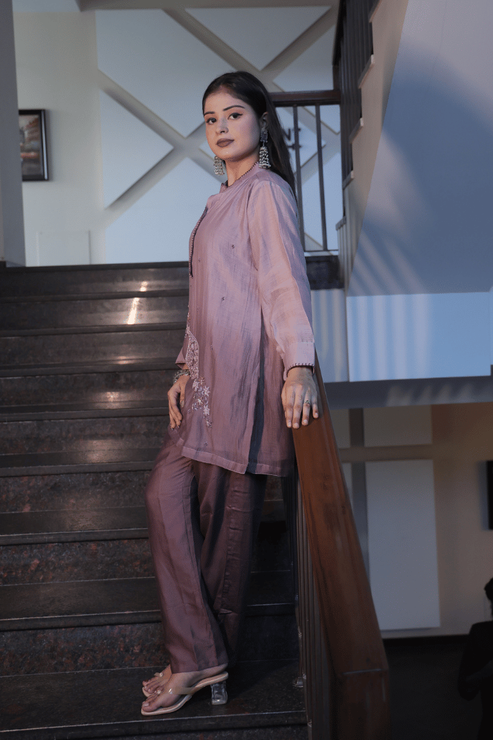 Dusty Rose Mul Cotton Ombre Co-ord Set
