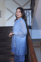Light Blue Mul Cotton Embroidered Co-ord Set