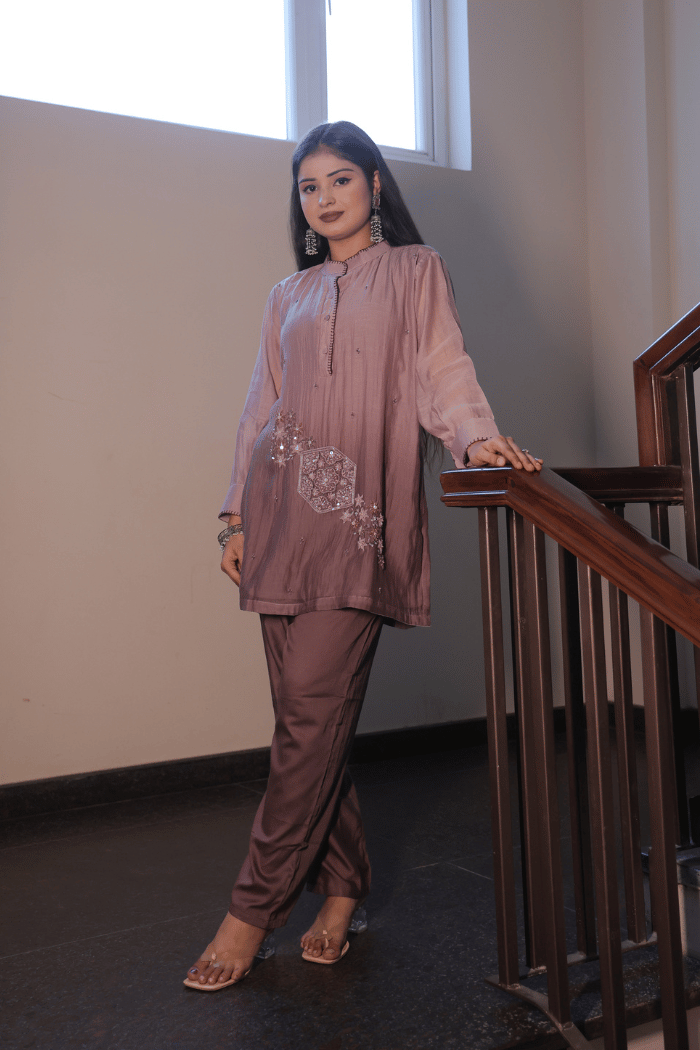 Dusty Rose Mul Cotton Ombre Co-ord Set