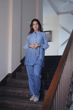 Light Blue Mul Cotton Embroidered Co-ord Set
