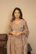 Golden Mul Cotton Embroidered Suit